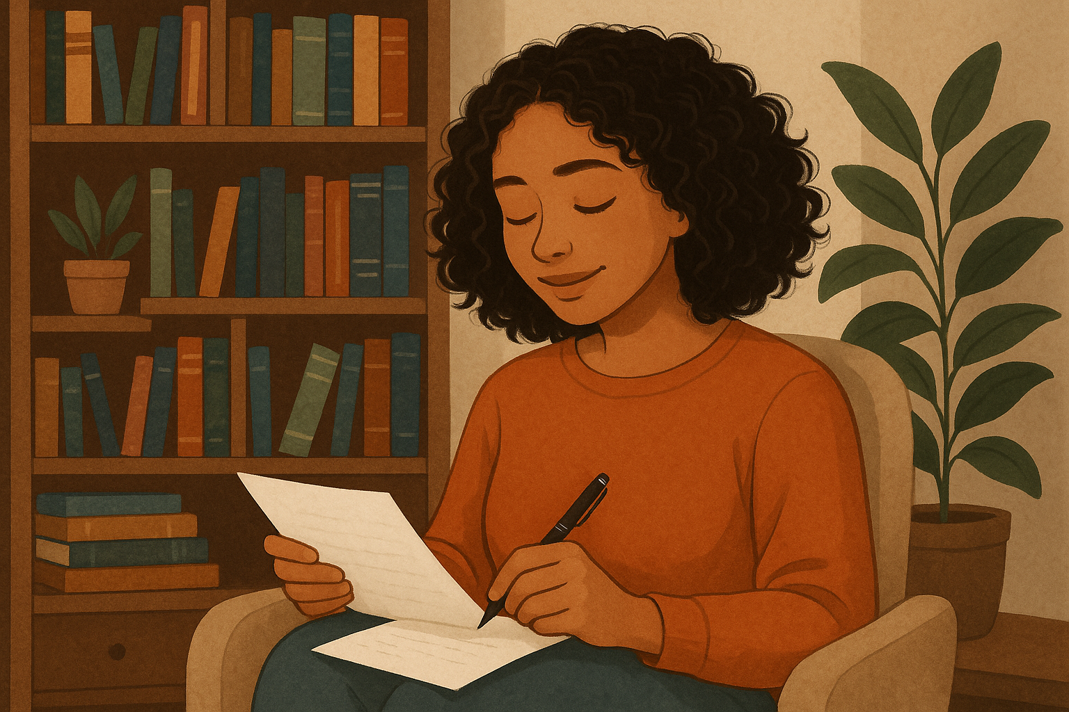 A quiet moment of reflective writing to process hurt, clarify needs, and choose release.

